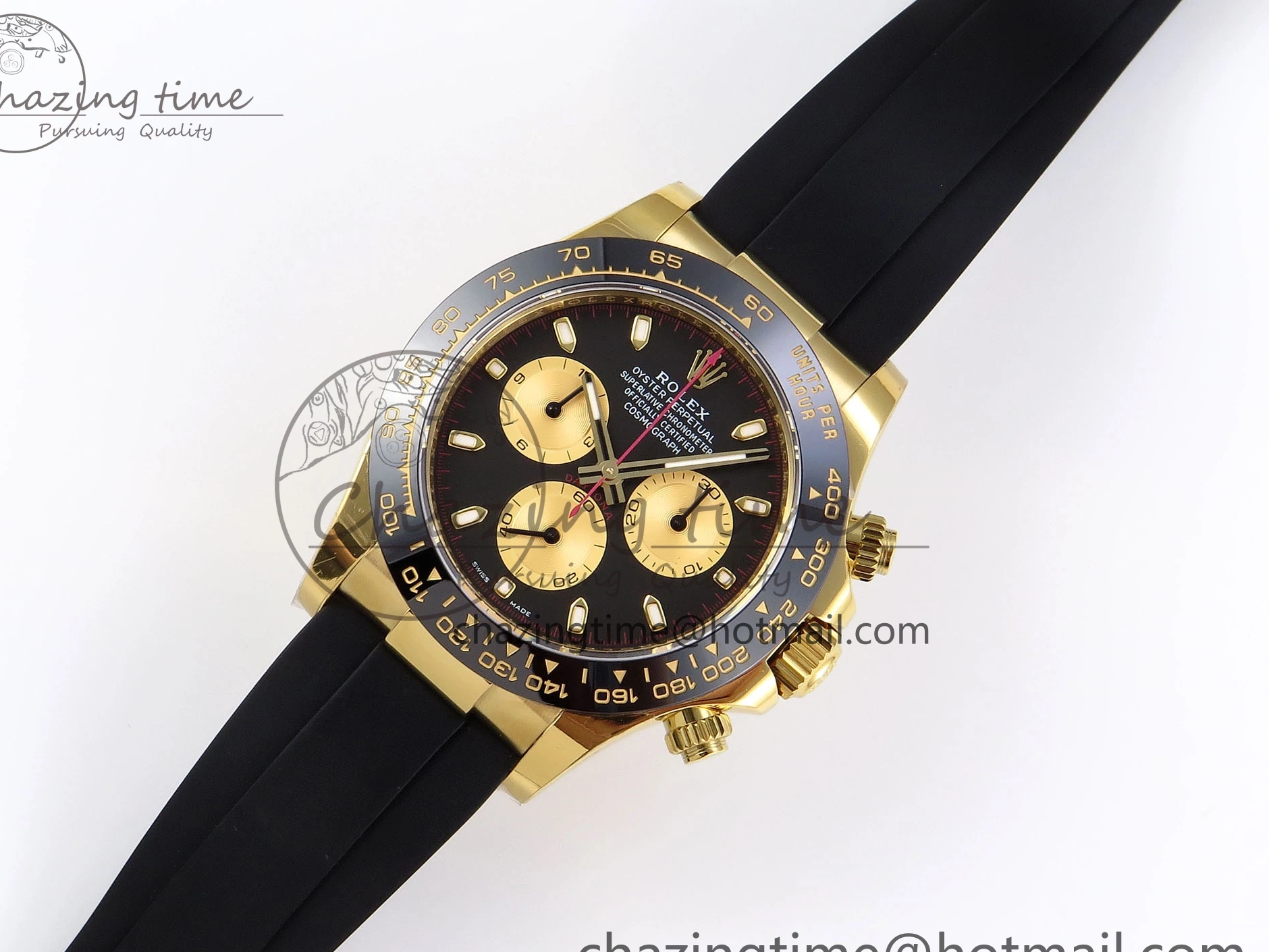 EDITION DAYTONA STRAP 116518 DIAL 1:1 YG BLACK RUBBER APSF ON SH4130 BEST OYSTERFLEX 0426